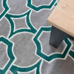 Modern Emerald Green Trellis Hall Runner Rugs -Kukoon Rugs Store ENZO 201AN 20 18 5B4 5D