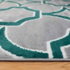 Modern Emerald Green Trellis Hall Runner Rugs -Kukoon Rugs Store ENZO 201AN 20 18 5B5 5D