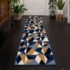Blue Grey Modern Geometric Hall Runner Rugs -Kukoon Rugs Store ENZO 201AN 20 82