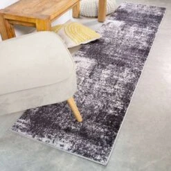 Modern Black Abstract Distressed Runner Rug -Kukoon Rugs Store ENZO 20RUNNER 201A 20 8 5B1 5D