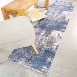 Modern Blue Abstract Distressed Living Room Rug -Kukoon Rugs Store Enzo Arria Blue Above Blue Grey Distressed Soft Cheap Rug jpg 5B3 5D