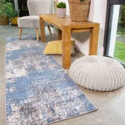Modern Blue Abstract Distressed Living Room Rug -Kukoon Rugs Store Enzo Arria Blue Above Blue Grey Distressed Soft Cheap Rug jpg 5B4 5D