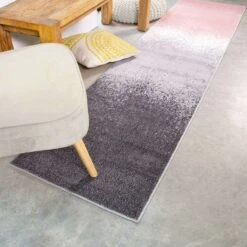 Modern Pink Distressed Striped Living Room Rug -Kukoon Rugs Store Enzo Asko Blush Above Pink Black Distressed Rug SMALLER 5B3 5D