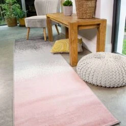 Modern Pink Distressed Striped Living Room Rug -Kukoon Rugs Store Enzo Asko Blush Above Pink Black Distressed Rug SMALLER 5B4 5D