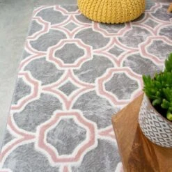Modern Grey Blush Trellis Living Room Rug -Kukoon Rugs Store Enzo Cashba Blush Above Pink Trellis Soft Cheap Rug jpg SMALLER 5B1 5D