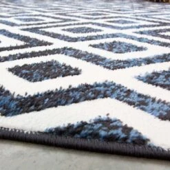 Geometric Blue Ombre Living Room Rug -Kukoon Rugs Store Enzo Gigi Blue Above Black Blue Diamond Soft Cheap Rug jpg SMALLER 5B2 5D