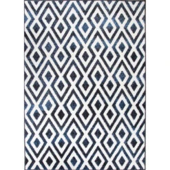 Geometric Blue Ombre Living Room Rug