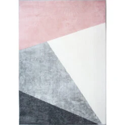 Pink Abstract Geometric Living Room Rug - Moderno