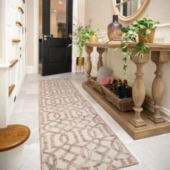 Washable Neutral Geometric Runner - Burrow -Kukoon Rugs Store Everyday Burrow room web RR