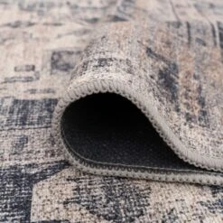 Washable Blue Traditional Rug - Kith 24 Washable Blue Traditional Rug - Kith -Kukoon Rugs Store Everyday Kith Detail 11