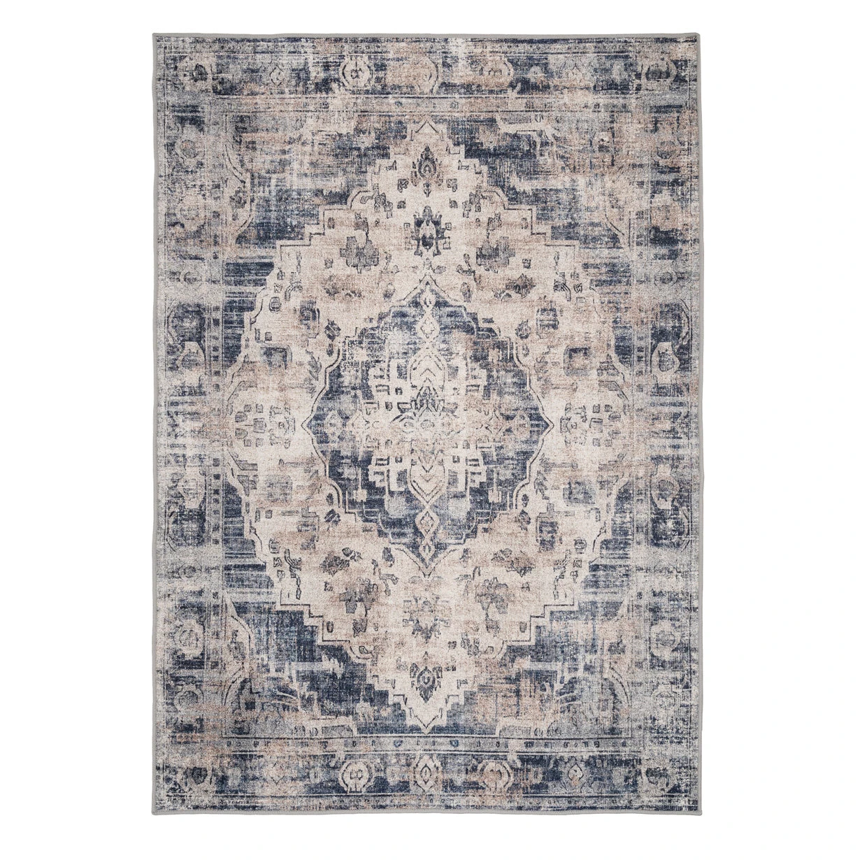 Washable Blue Traditional Rug - Kith 3 Washable Blue Traditional Rug - Kith