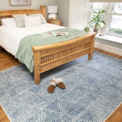 Washable Blue Geometric Rug - Plato -Kukoon Rugs Store Everyday Plato room web 6