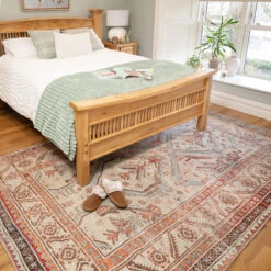 Distressed Terracotta Washable Rustic Rug - Rowe -Kukoon Rugs Store Everyday Rowe room web 6