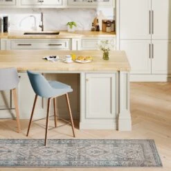 Vintage Greige Teal Washable Runner - Saxe -Kukoon Rugs Store Everyday Saxe Room Web RRL