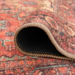 Kashan Washable Terracotta Runner - Viv -Kukoon Rugs Store Everyday Viv Detail 10 2