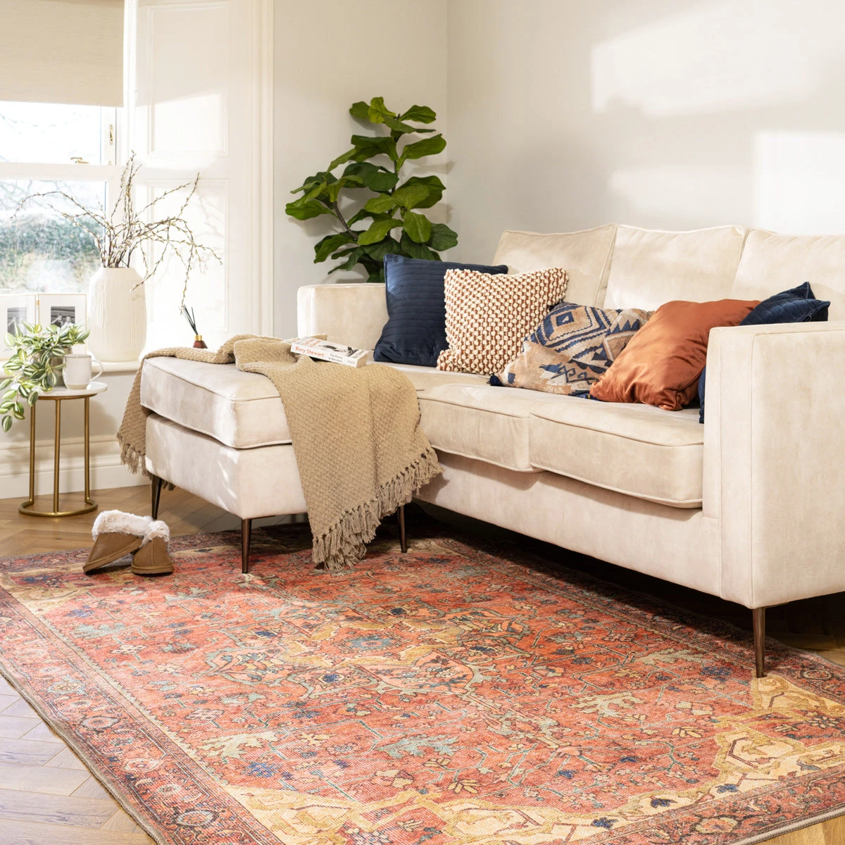 Kashan Washable Terracotta Rug - Viv 5 Kashan Washable Terracotta Rug - Viv - Image 4