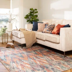 Washable Multicolour Zig Zag Rug - Ziggy -Kukoon Rugs Store Everyday Ziggy room web 2