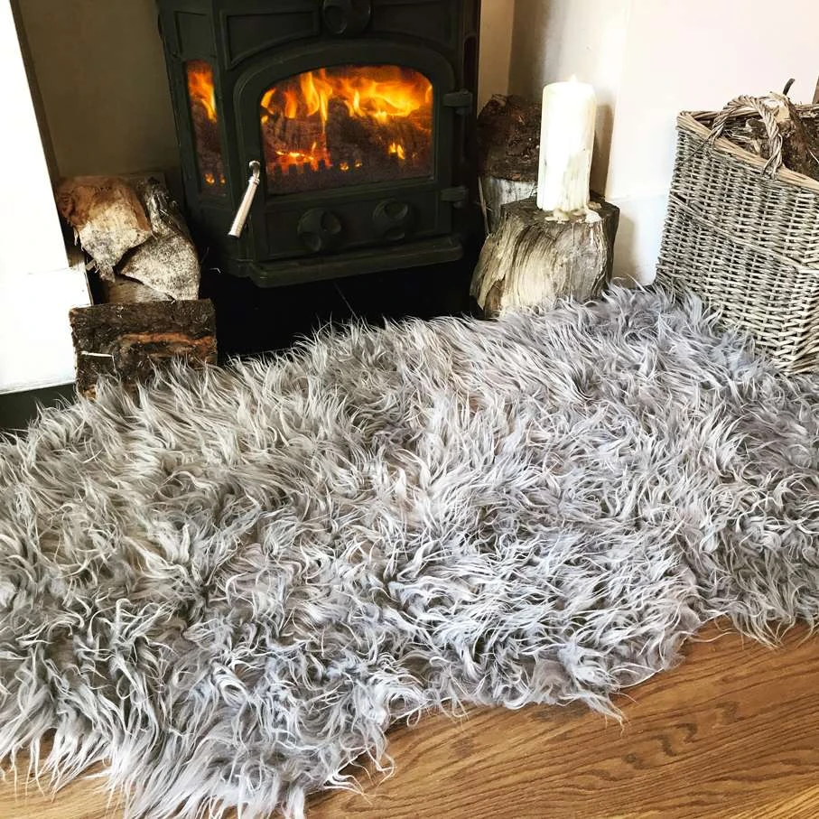 Silver Faux Fur Sheepskin 6 Silver Faux Fur Sheepskin - Image 4