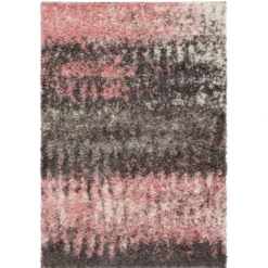 Blush Distressed Textured Shaggy Rug