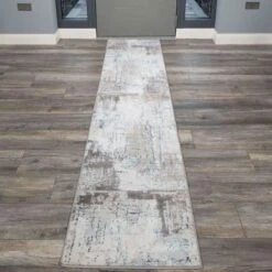 Modern Blue Abstract Distressed Hall Runner Rugs -Kukoon Rugs Store Hatton 20hat12 20 73 5B1 5D