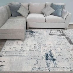 Modern Blue Abstract Distressed Hall Runner Rugs -Kukoon Rugs Store Hatton 20hat12 20 73 5B2 5D