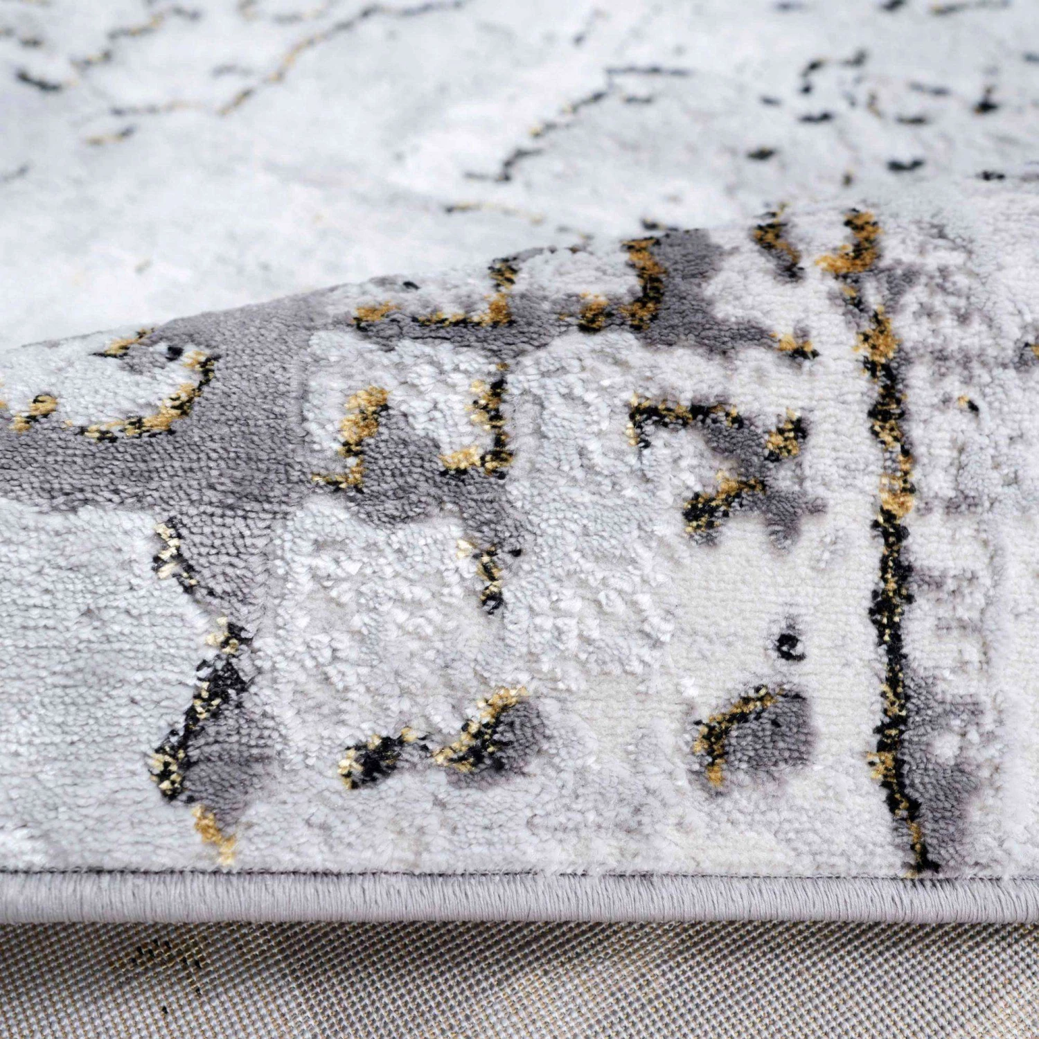 Modern Gold Abstract Distressed Hall Runner Rugs 5 Modern Gold Abstract Distressed Hall Runner Rugs - Image 3