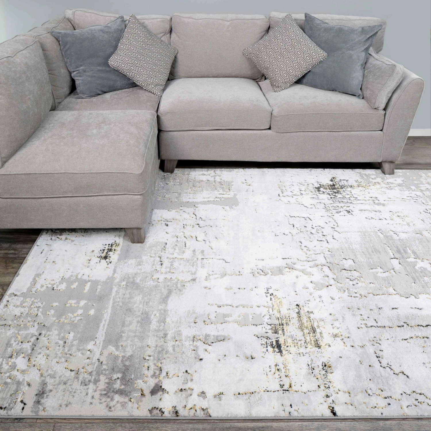 Modern Gold Abstract Distressed Hall Runner Rugs 6 Modern Gold Abstract Distressed Hall Runner Rugs - Image 4