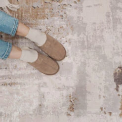 Distressed Abstract Beige Area Rug - Grace 19 Distressed Abstract Beige Area Rug - Grace -Kukoon Rugs Store Hatton Grace Room web 5