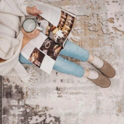 Distressed Abstract Beige Area Rug - Grace 18 Distressed Abstract Beige Area Rug - Grace -Kukoon Rugs Store Hatton Grace Room web 7