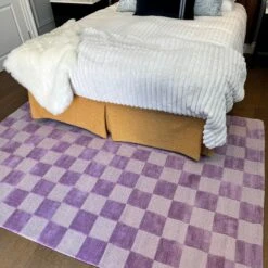 Retro Lavender Checkerboard Rug - Maze -Kukoon Rugs Store IMG 4162