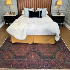 Flatwoven Washable Brown Distressed Boho Rug- Caris -Kukoon Rugs Store IMG 4164