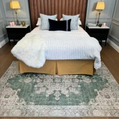 Flatwoven Washable Green Medallion Area Rug - Orion -Kukoon Rugs Store IMG 4170