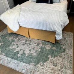 Flatwoven Washable Green Medallion Area Rug - Orion -Kukoon Rugs Store IMG 4171