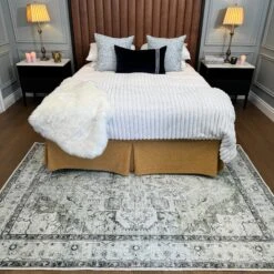 Flatwoven Washable Light Green Bordered Area Rug - Rumi -Kukoon Rugs Store IMG 4172