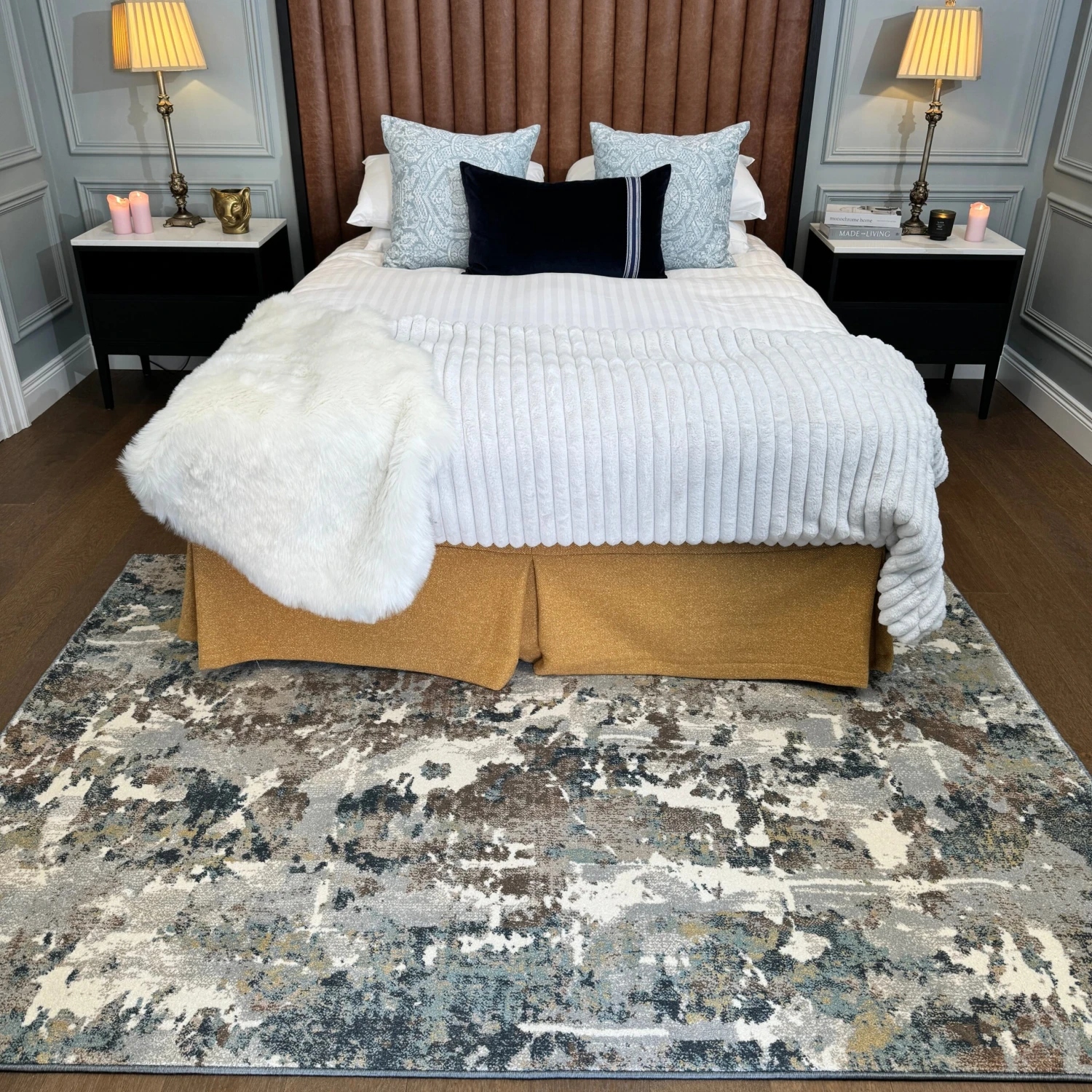 Soft Modern Blue Grey Painted Canvas Effect Rugs - Artist 17 Soft Modern Blue Grey Painted Canvas Effect Rugs - Artist - Image 15