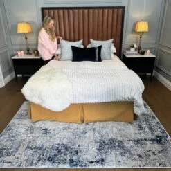 Modern Navy Textured Living Room Rug - Med 12 Modern Navy Textured Living Room Rug - Med -Kukoon Rugs Store IMG 4300