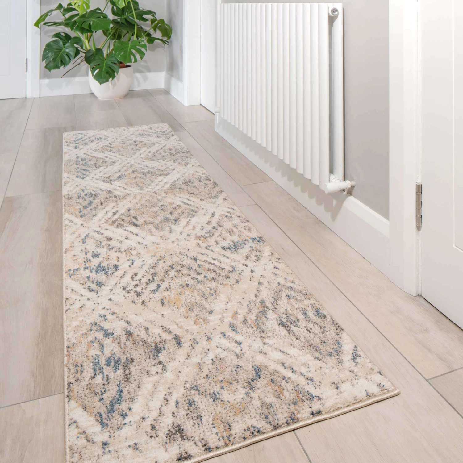 Natural Toned Diamond Hall Runner Rug 7 Natural Toned Diamond Hall Runner Rug - Image 5