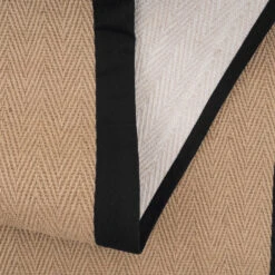 Black Border Jute Runner Rug - Juliette Black -Kukoon Rugs Store Juliette Black Cotton Border Jute Beige Plain Woven Detail Rug 15