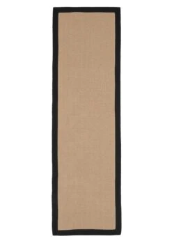 Black Border Jute Rug - Juliette Black -Kukoon Rugs Store Juliette Black Cotton Border Jute Beige Plain Woven Runner Overhead 32 Rug