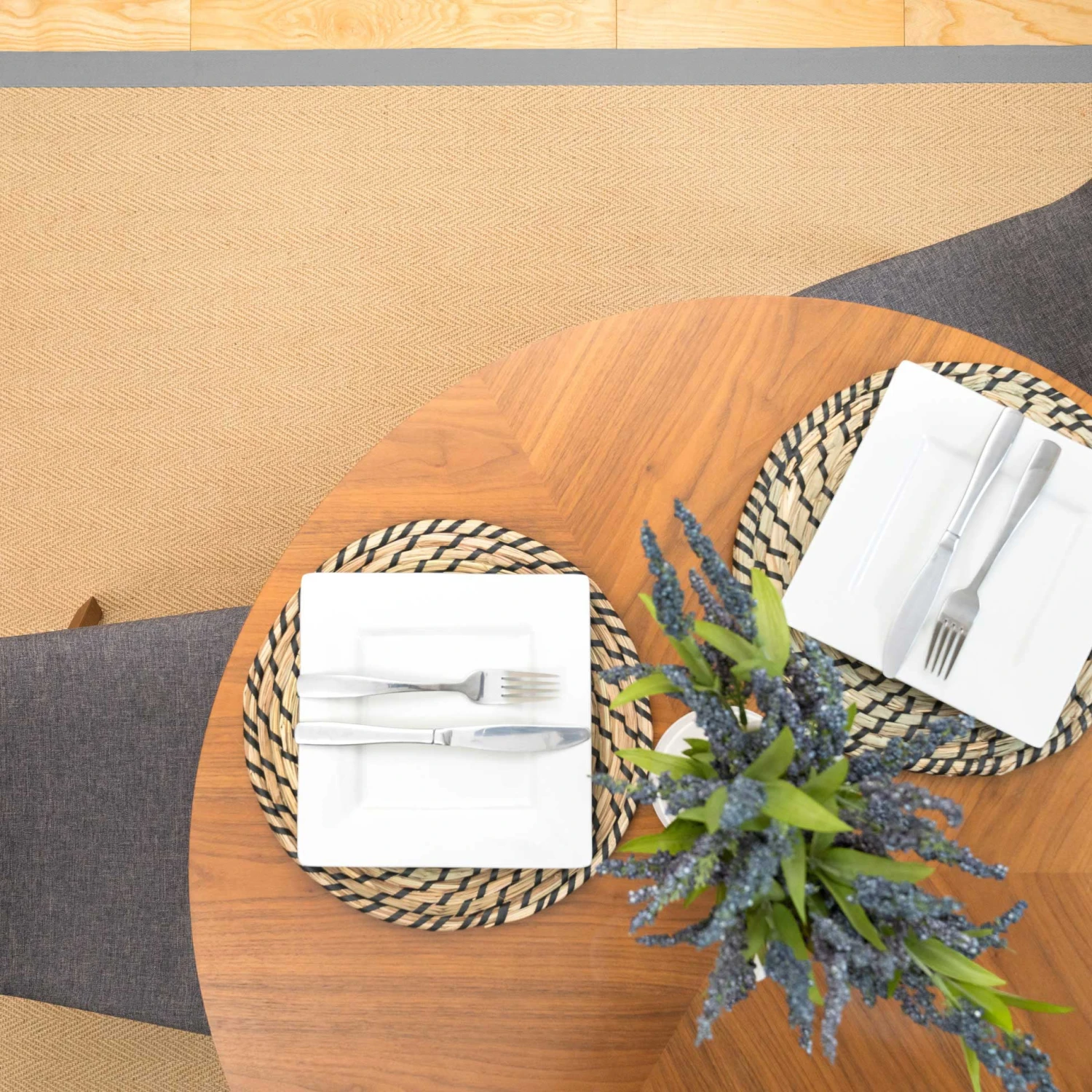 Grey Cotton Border Natural Jute Area Rug 6 Grey Cotton Border Natural Jute Area Rug - Image 4