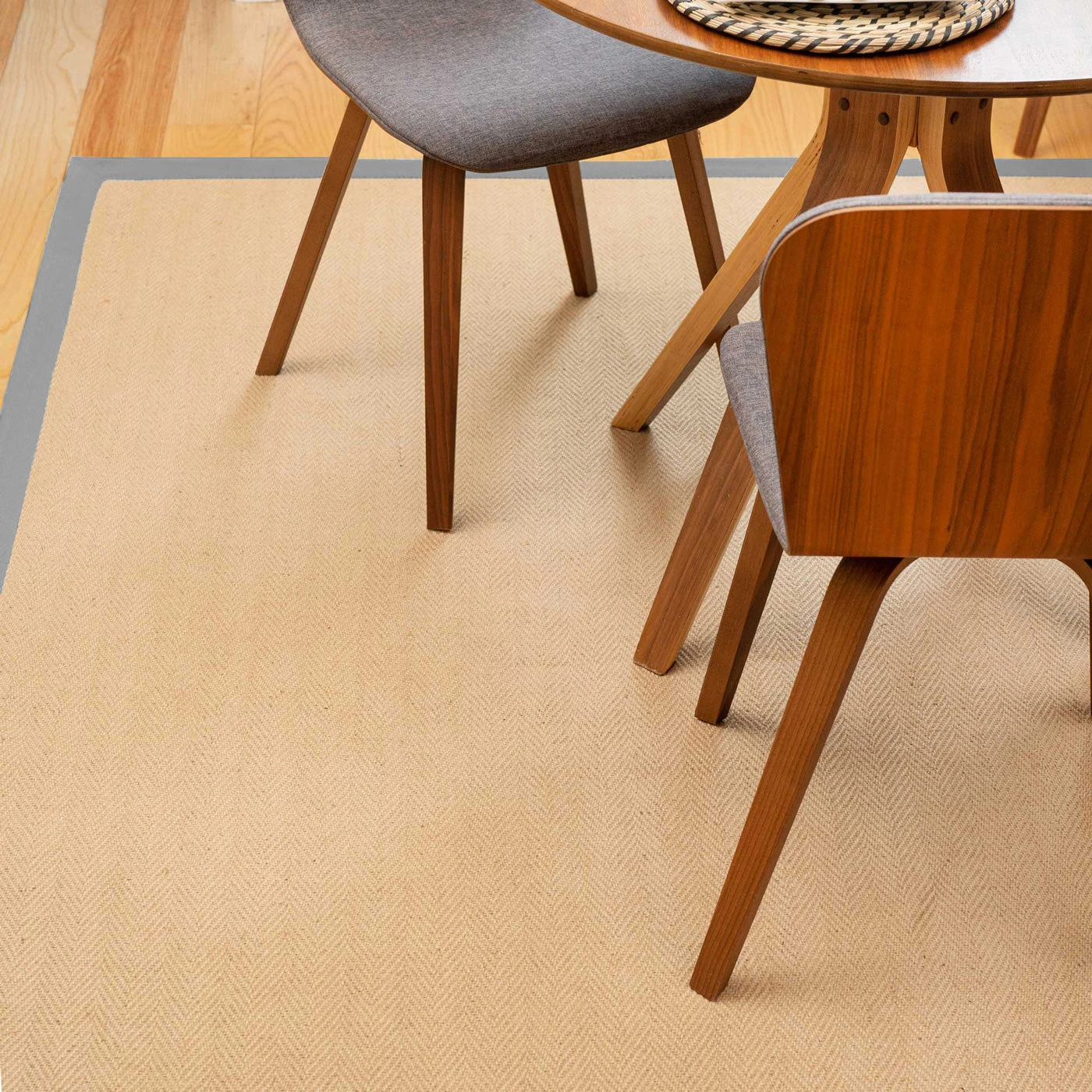 Grey Cotton Border Natural Jute Area Rug 7 Grey Cotton Border Natural Jute Area Rug - Image 5