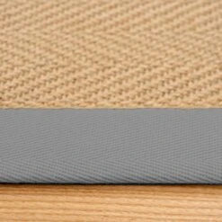 Grey Cotton Border Natural Jute Area Rug 17 Grey Cotton Border Natural Jute Area Rug -Kukoon Rugs Store JulietteGreyCottonBorderJute PlainWovenDetailRugadjustednew