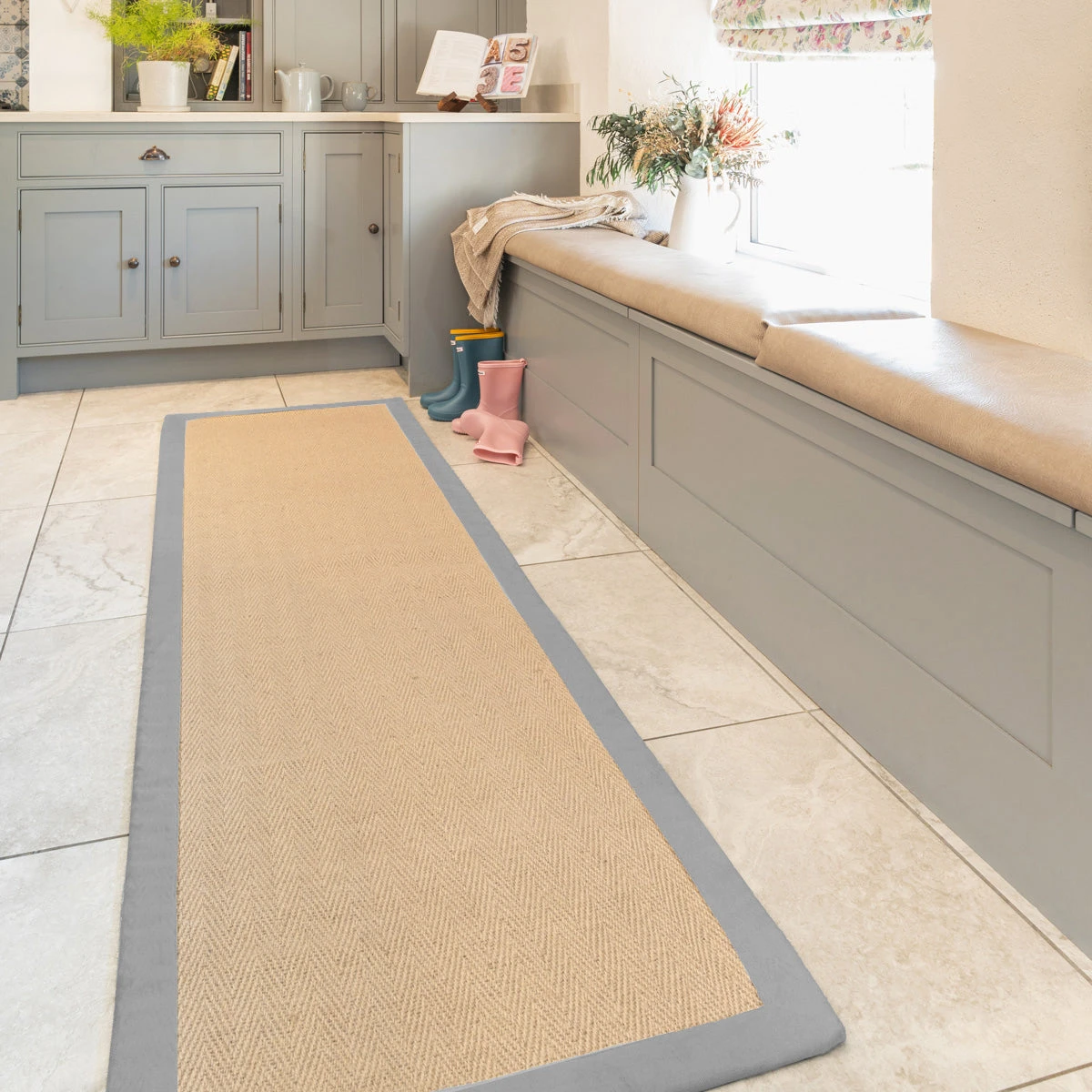 Grey Cotton Border Natural Hallway Jute Runner 5 Grey Cotton Border Natural Hallway Jute Runner - Image 3