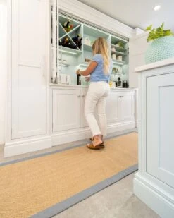 Grey Cotton Border Natural Hallway Jute Runner