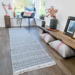 Reversible Cotton Cream Grey Motif Rug -Kukoon Rugs Store Kyoto 20Soft 20Cotton 20Rugs 20 245 5B3 5D