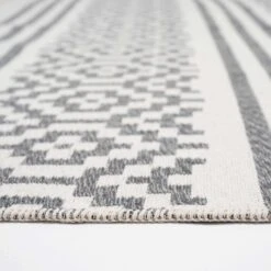 Reversible Cotton Cream Grey Motif Rug -Kukoon Rugs Store Kyoto 20Soft 20Cotton 20Rugs 20 245 5B5 5D