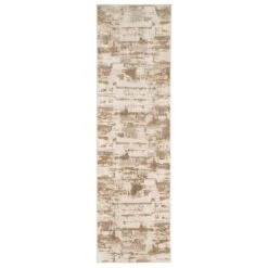 Distressed Brushstroke Beige Runner Rug