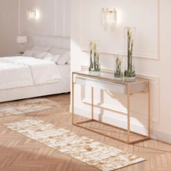 Distressed Brushstroke Beige Runner Rug -Kukoon Rugs Store Ludlow Farah Beige 05550 5B1 5D