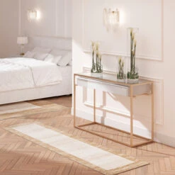 Beige Neutral Border Runner Rug -Kukoon Rugs Store Ludlow Layla Beige RR overhead SQ 5B1 5D