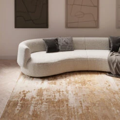 Distressed Beige Living Room Area Rug - Monroe -Kukoon Rugs Store Ludlow Monro Beige overhead SQ 5B1 5D